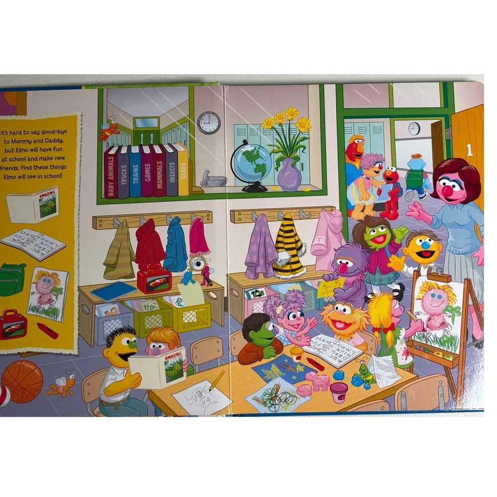 Sesame Street First Look and Find Let's Go to School Elmo Board Book‎ Toddlers